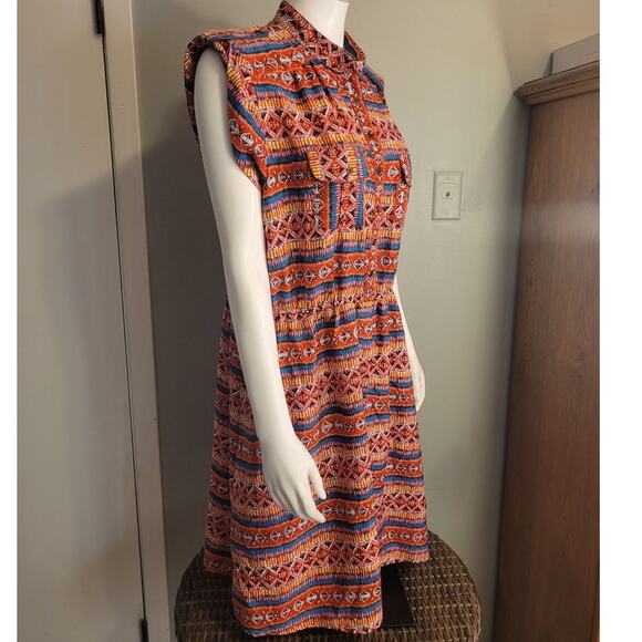 Speed Control Rainbow Tribal Print Mini Dress 2X Babydoll Boho Indie Fit Flare - Picture 9 of 10